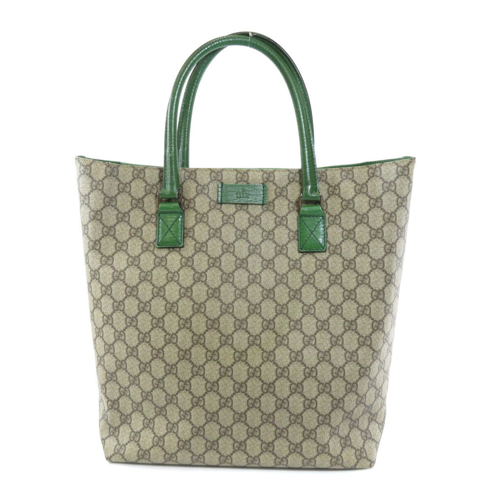 Gucci GG Supreme Tote Bag green leather handles trim - Picture 11 of 11